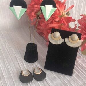 Vintage 1980s 1990s large chunky statement pierced earrings lot of 3